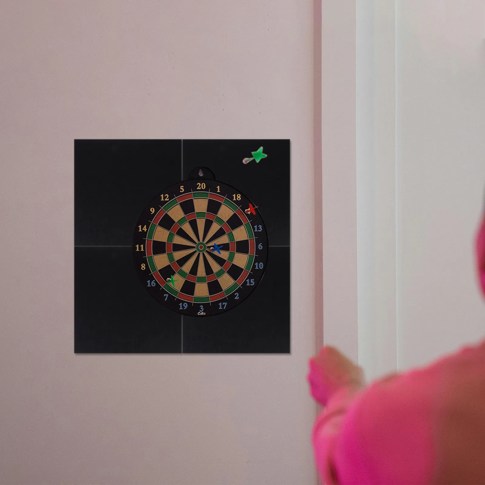 6Pcs Felt Wall Protector Tiles Self-Adhesive Black Board for Walls Office Dartboard Anti-Collision Padding Board for Walls