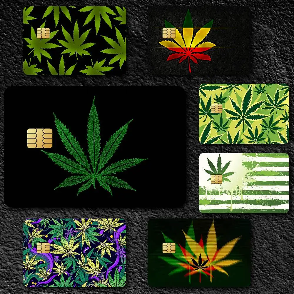 Leaves Weed Credit Card Skin Stickers For Bank Card Bus Metro Card Sticker Waterproof Gift