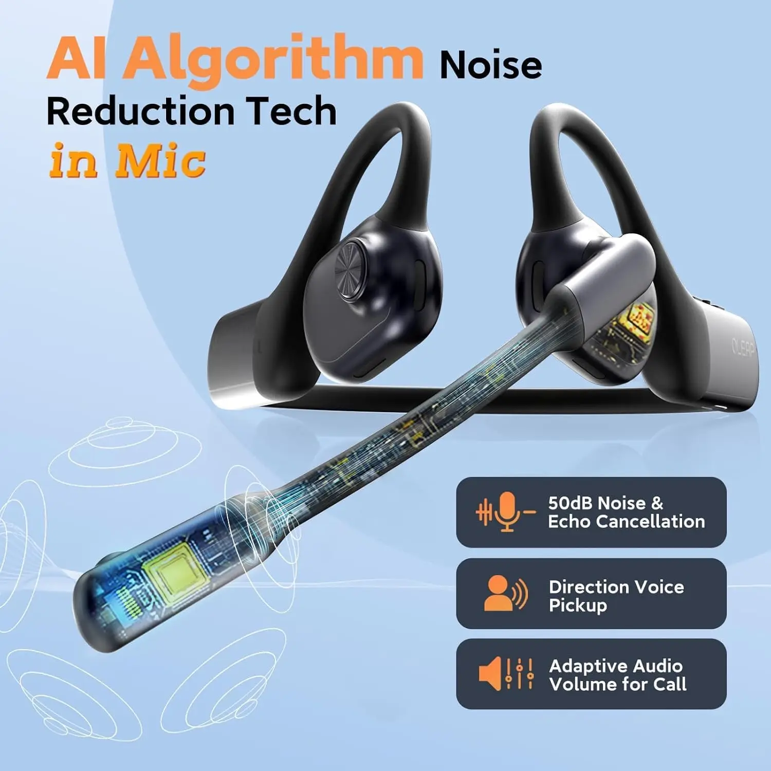 Oleap Pilot Sound P100b Open Bluetooth Headset not in the Ear Business Commuting Running Sports Ear Hanging Wireless Headset ENC