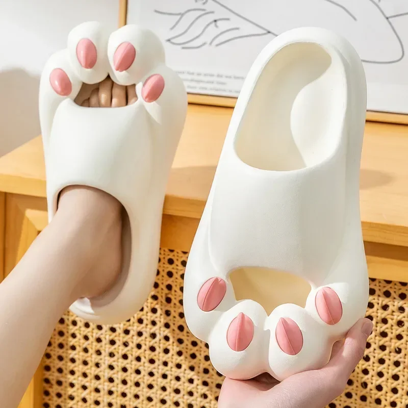 Cute Cat Claw Slipper Women\'s Summer Sandals Home Anti-Slip EVA Bear Paw Anti-collision Couple Casual Slippers Fun Flip Flops