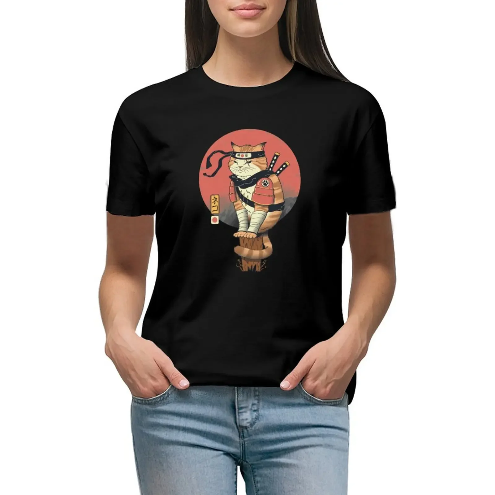 Shinobi Cat T-Shirt shirts graphic tees Blouse quick-drying Women's summer blouses 2024