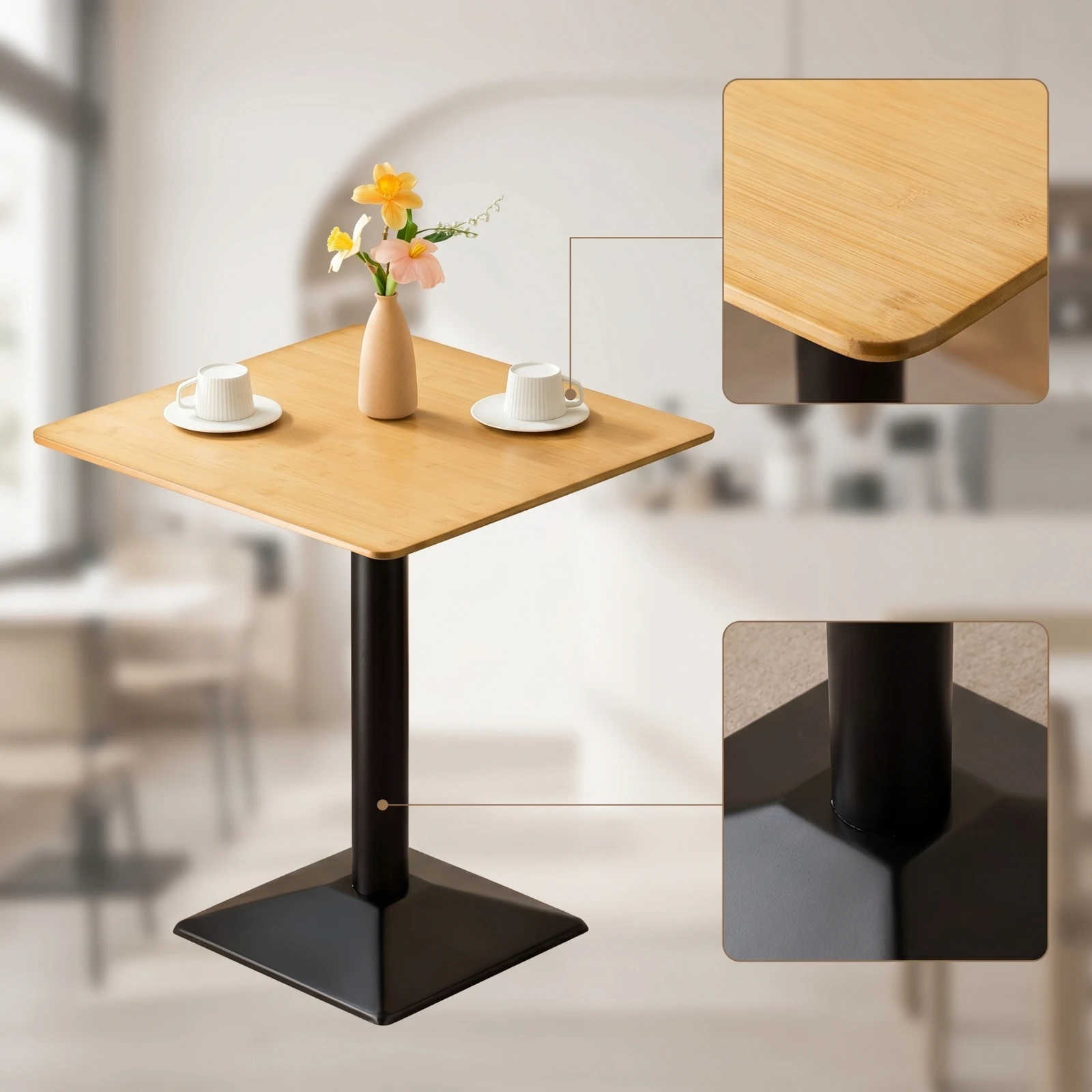 Cafe Table Space-Saving Table with Pedestal Base Furniture Versatile Smooth for Cafe-Style, Reception Area