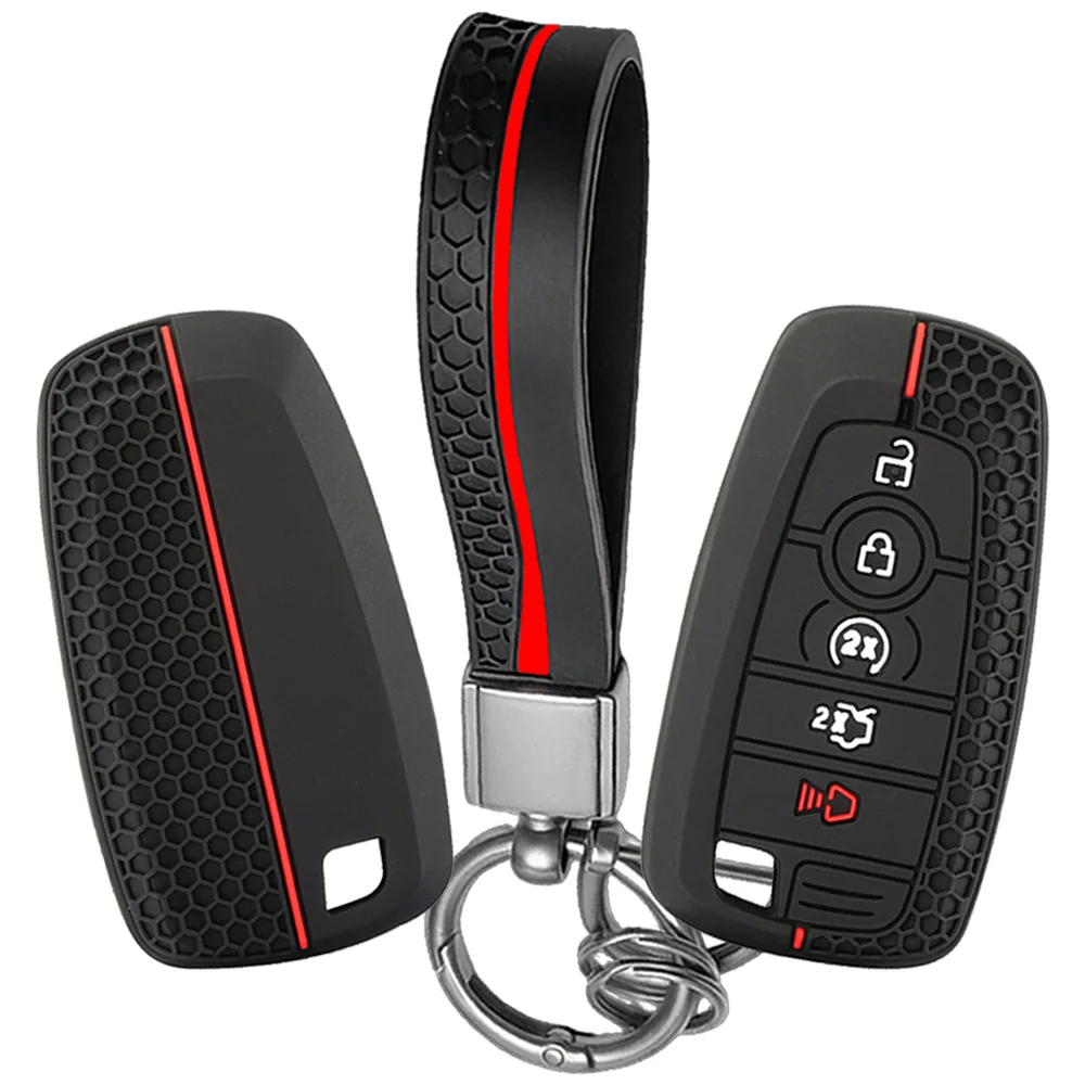 Soft Silicone Shell For Ford Explorer Mustang Fusion Escape F150 F250 F350 F450 F550 Ford Raptor 5 Buttons Car Key Case Cover