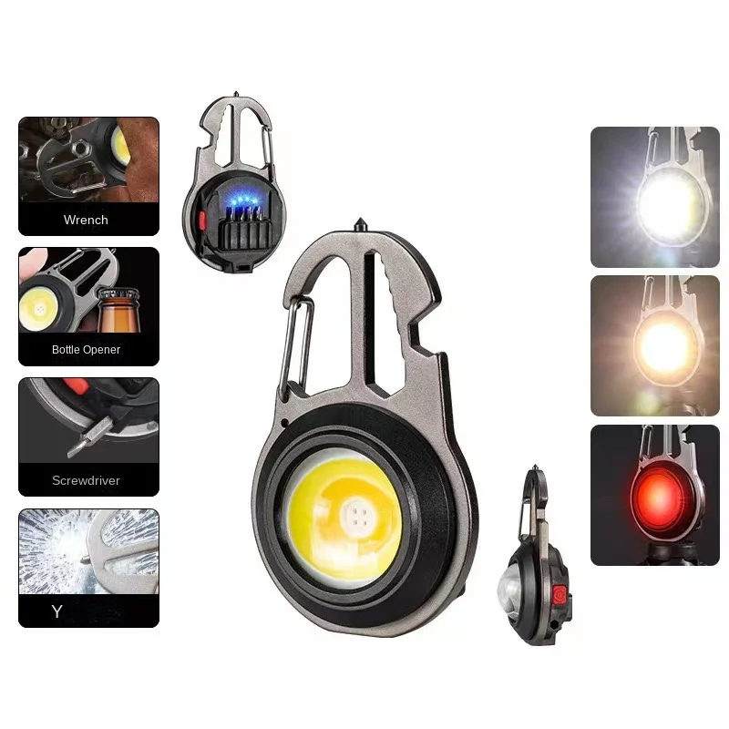 Mini LED COB Easy to Carry 800MA Lamps Flashlight Work Portable Emergency Distress  For Outdoor Camping Small Light Corkscrew