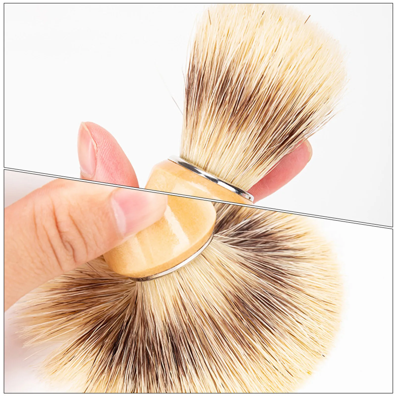 2Pcs Shave Brush for Men Natural Feel Nylon Bristles Wooden Handle Beard Brush Styling Grooming Tool Home Travel Salon Father's