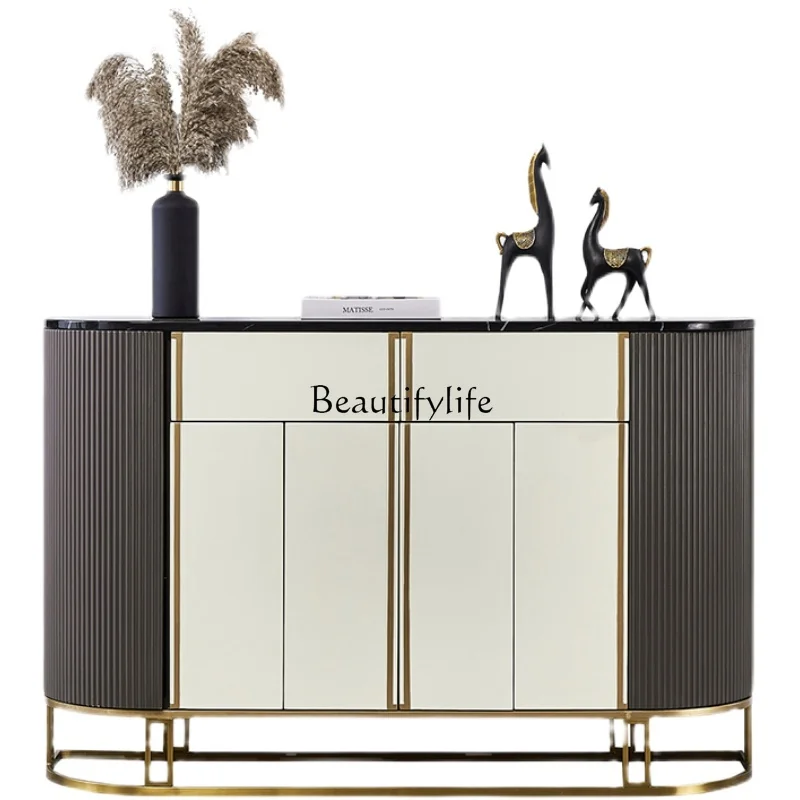 

-*Light luxury household door entry cabinet Modern simple foyer Marble countertop entrance cabinet
