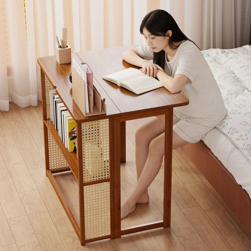 study desk bookshelf integrated table small apartment bedroom household folding table computer table learning writing table mesa