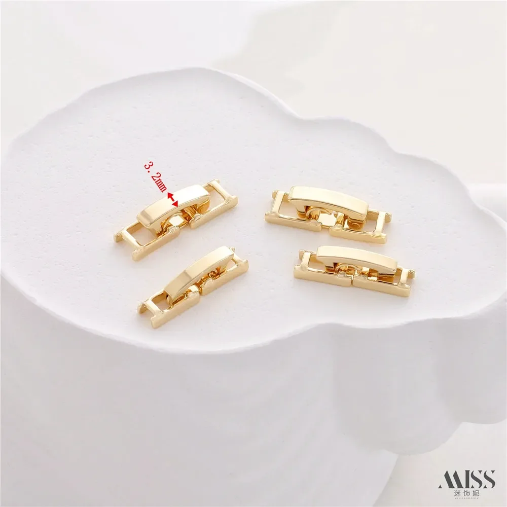 14K goudkleurige schakelgesp driedelige set, zirkoon armband ketting verbindingsknop DIY riemgesp sieraden accessoires