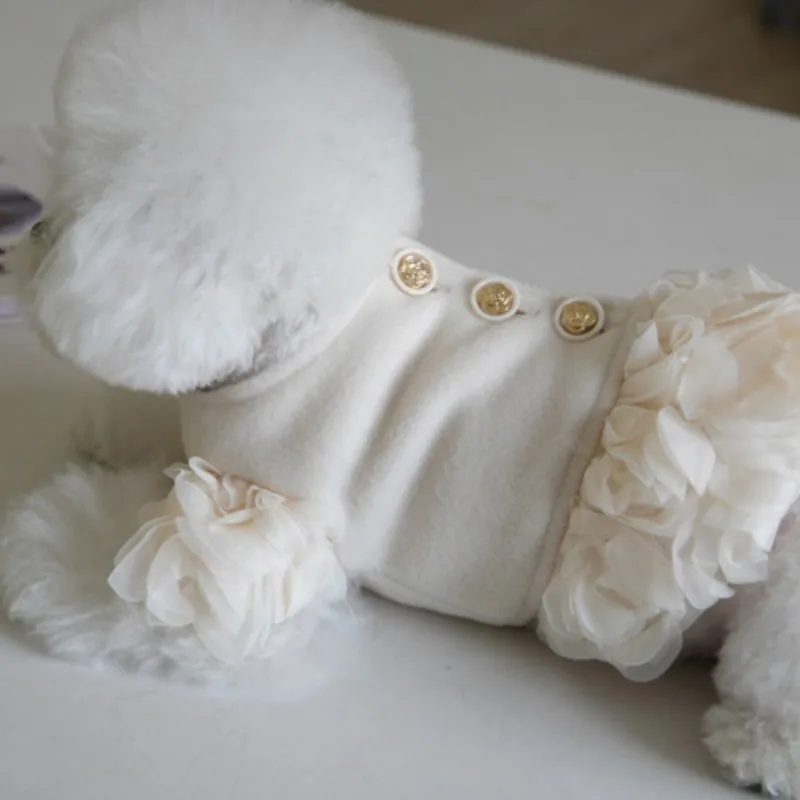 Pet Dog Flower Winter Three-dimensional Rose Cloth Coat Dog Coat Dog Lady Clothing Pet Clothing Teddy Clothing Puppy Clothes