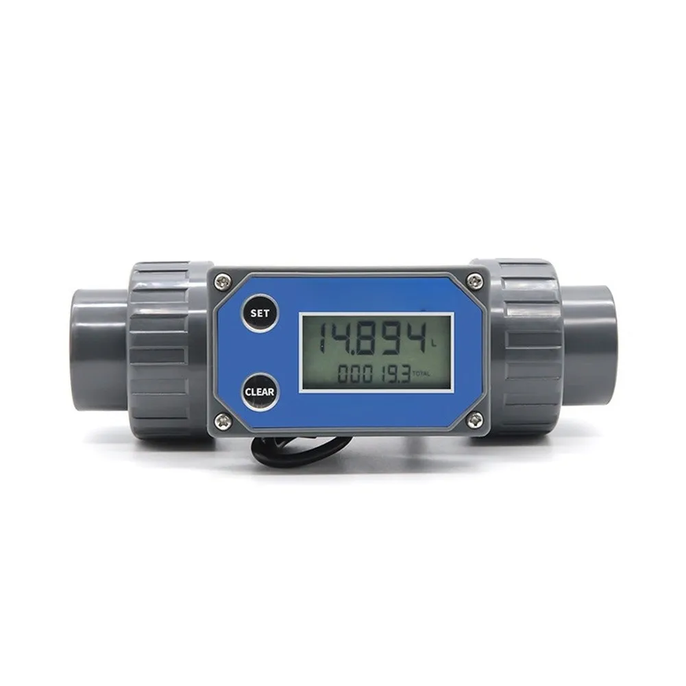 Digital Turbine Flow Sensor DN25 LCD Water Flow Meter 20-280L MIN PVC Irrigation Industrial Flow Monitoring Tool