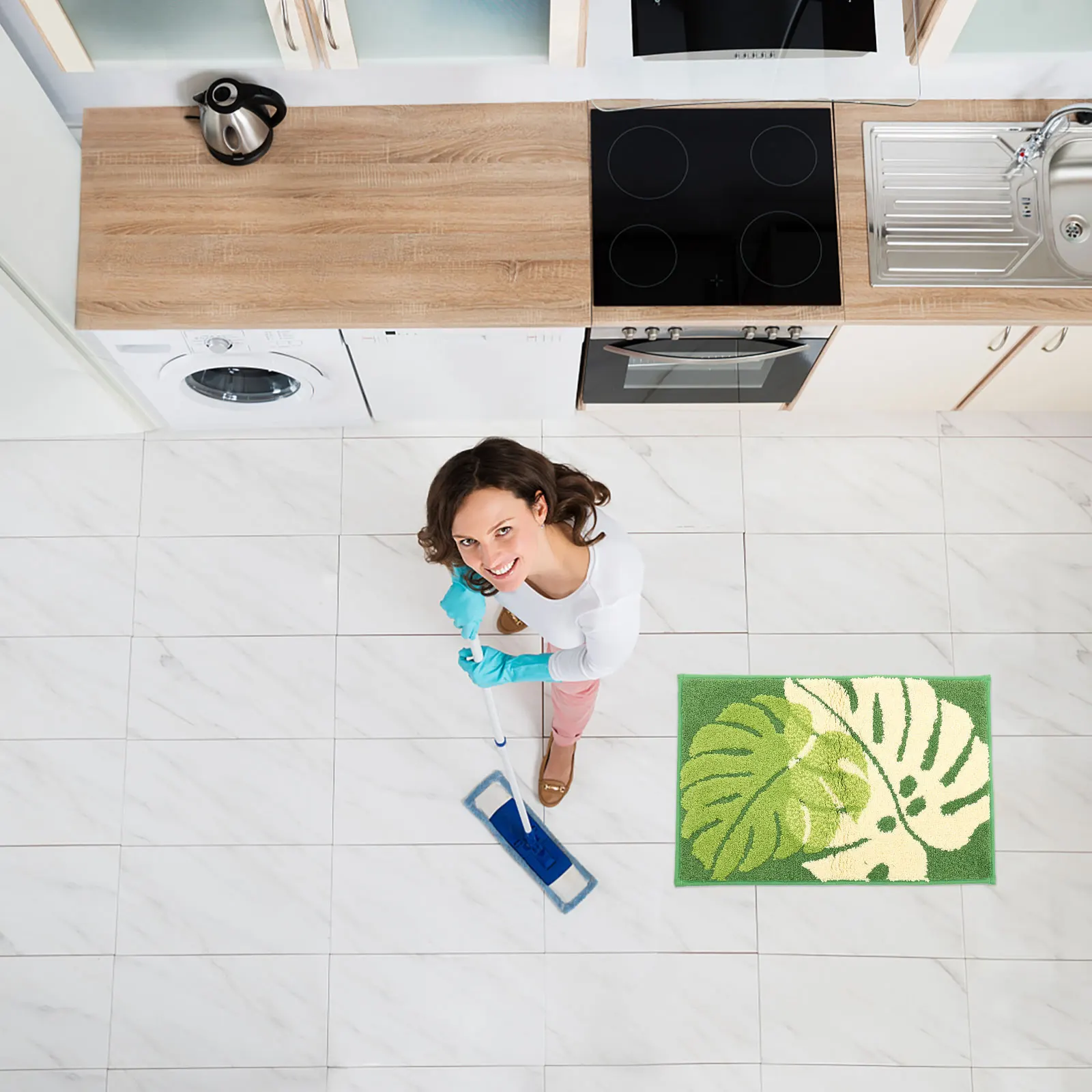 

Leaf Design Non slip Mats Polyester Water Absorption Bedroom Living Decorative Carpets Anti skid Door Hallway Kitchen Bath Mat