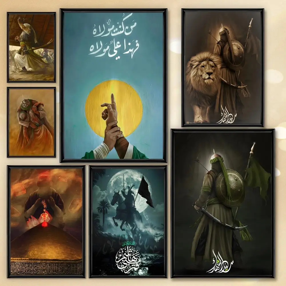 Póster HD Anime tema caliente cantante/OST/película-autoadhesivo impermeable decoración del hogar Imam Hussain Shia Ali