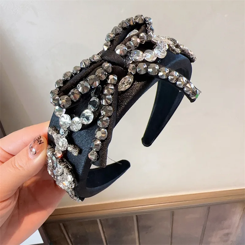 

Rhinestone Headband Wide Top Bow Headbands Beaded Jeweled Head Bands Crystal Embellished Headbands Womens Girls Hair Accessories