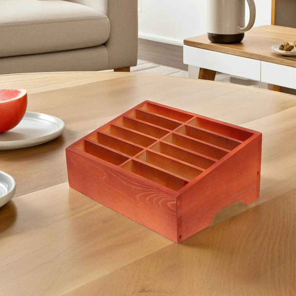 

2Pcs Wooden Cell Phone Storage Box Desktop Organizer Multi-Compartment for Classroom Office Phone Holder Organizer
