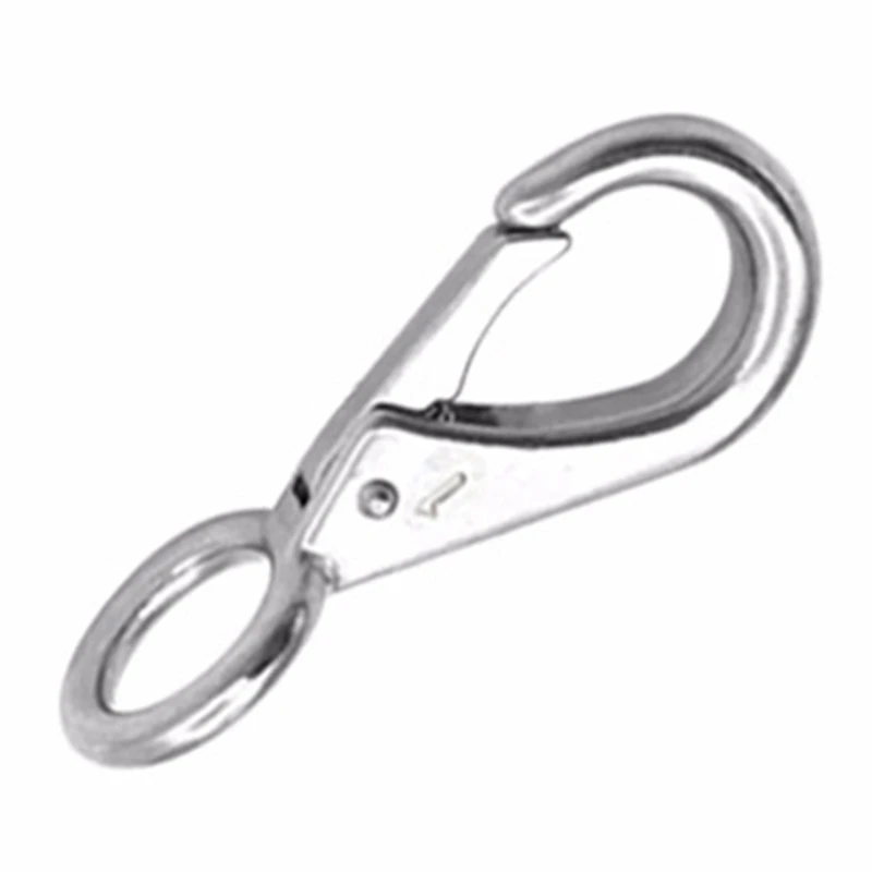 2Pcs Stainless Steel 316 Rigid Loaded Fixed Eye Spring Clip Snap Hook Carabiner Marine Hardware Accessories For Boats