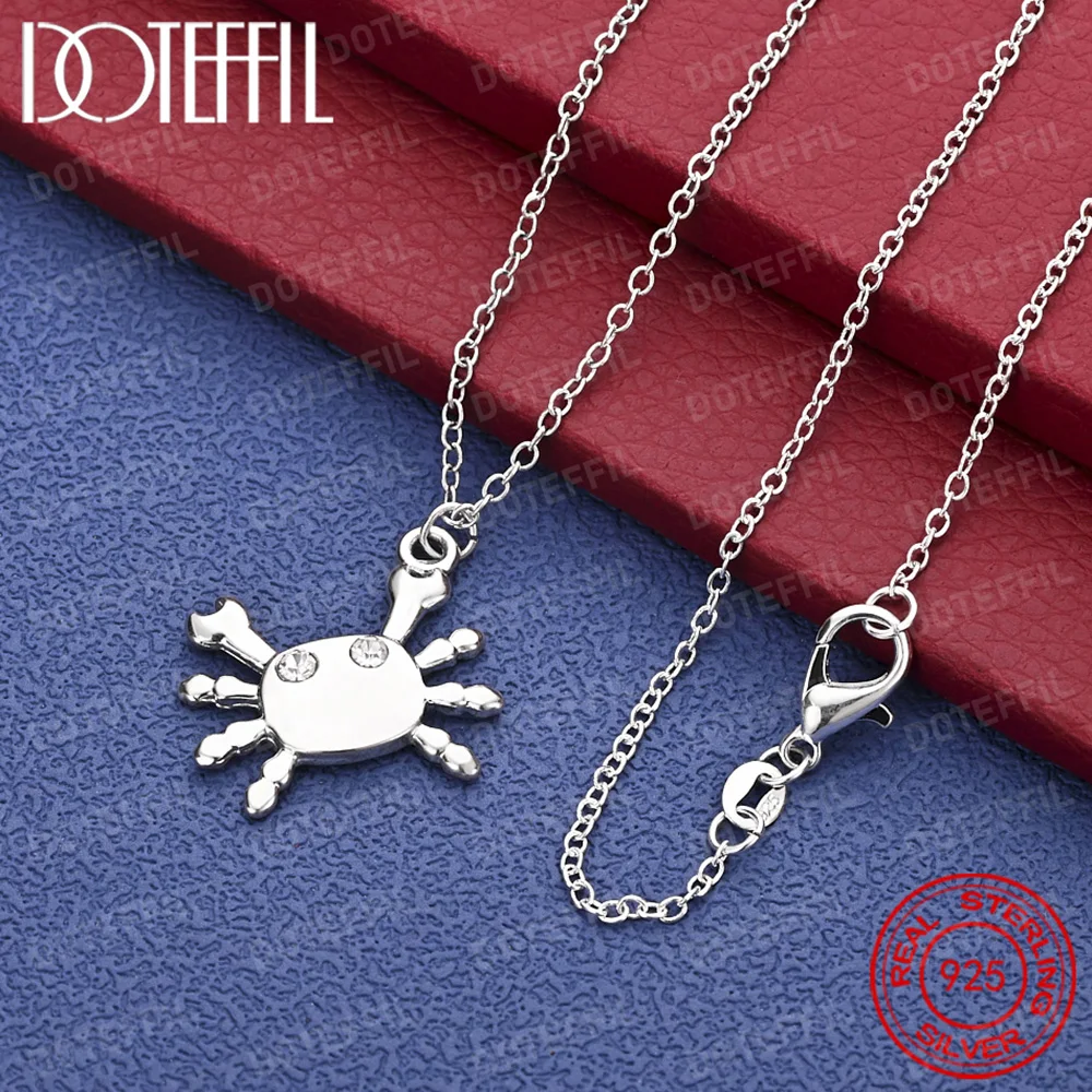 

925 Sterling Silver AAA Zircon Crab Pendant Necklace For Woman Man Charm Wedding Engagement Fashion Jewelry