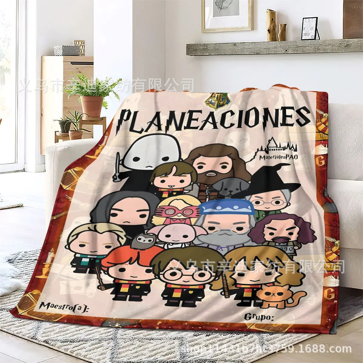 Cartoon Harry Potter Flannel Blanket Kawaii Draco Hermione Ron Rubeus Throw Blanket Printed Soft Comfortable Sofa Blanket