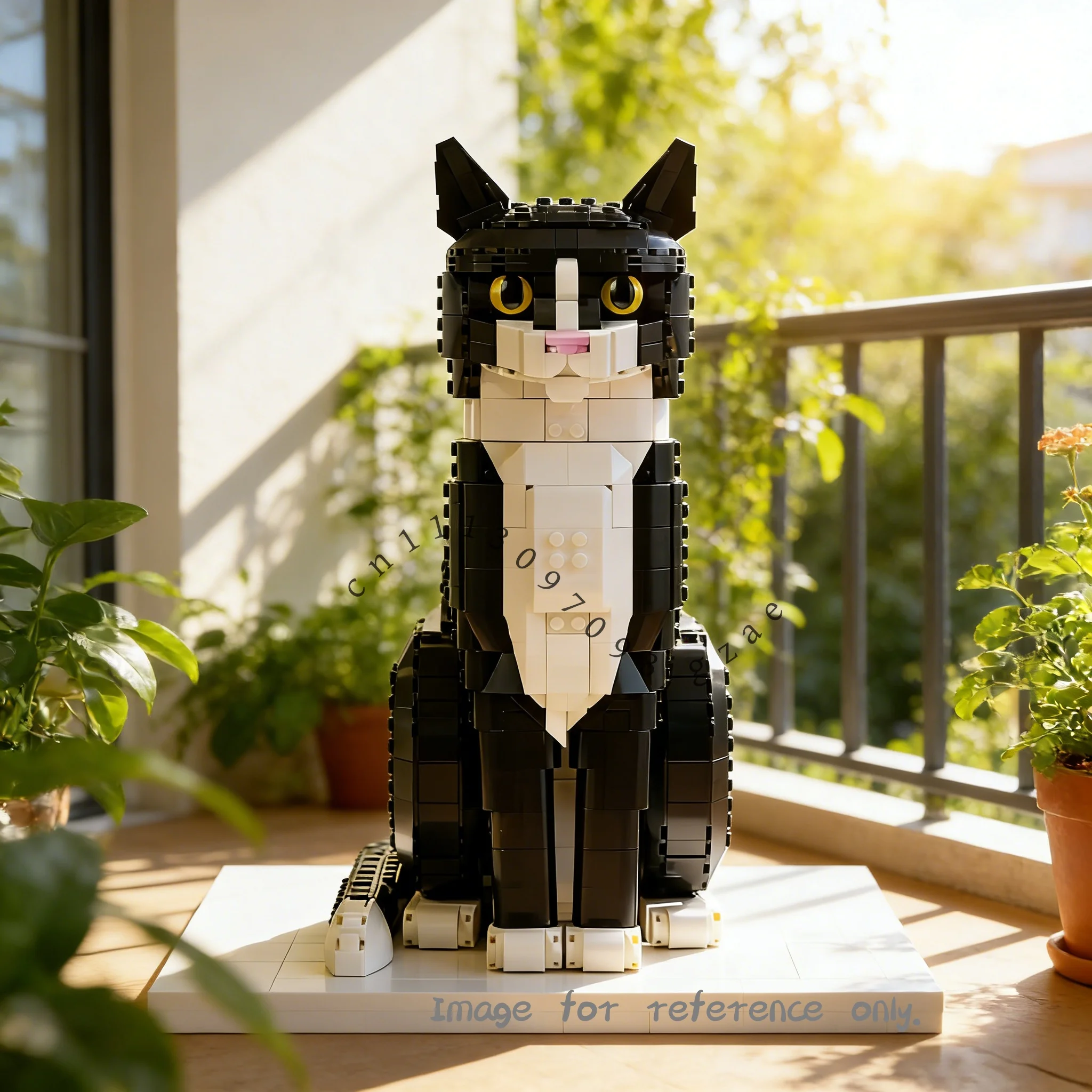 

Декоративные фигурки животных MOC, совместимые с конструктором «Кошка в смокинге», креативные игрушки для самостоятельной сборки, подарки на день рождения и Рождество