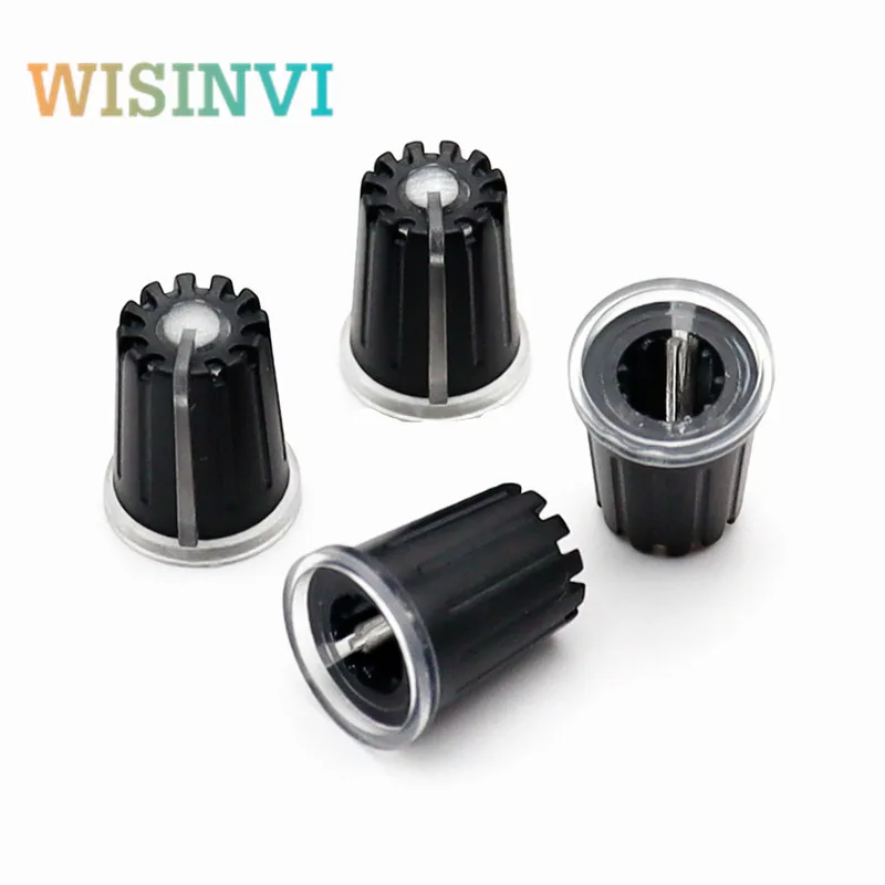 10pcs 13.5×17mm plastic light transmission knob potentiometer Knob Amplifier Audio Volume knob cap Flower Shaped Inner Hole 6MM