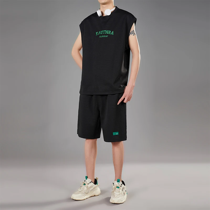 

Новый летний спортивный комплект American Sle: мужская и женская футболка и шорты для бега, баскетбола и тренировок, быстросохнущая повседневная спортивная одежда