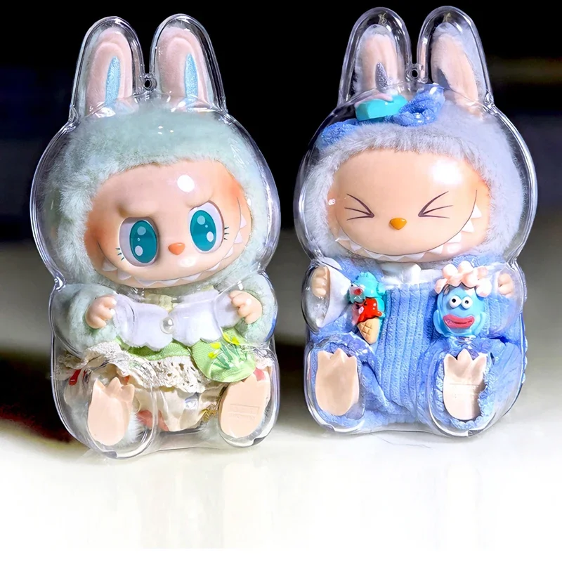 The Monsters Labubu 2 Protective Cover  Vinyl Seat Party Transparent Dust Cover Pendant BagAccessories Vinyl Doll Storage Box