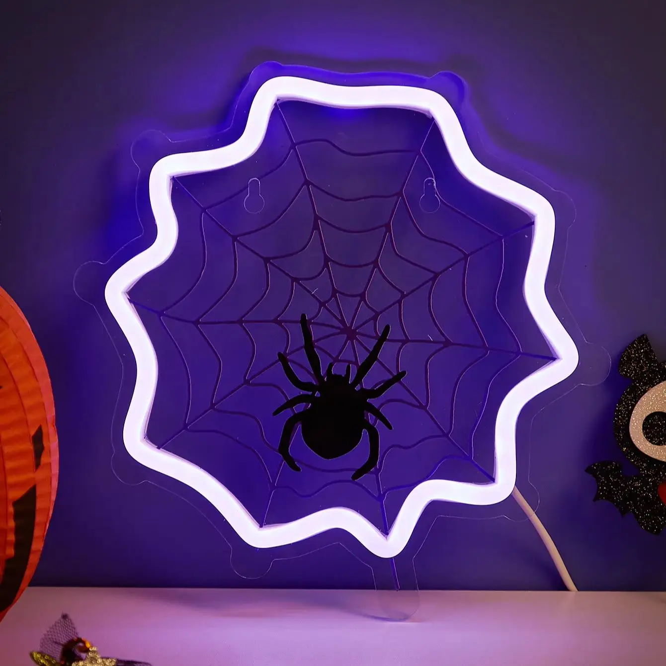Chi-buy LED Neon spider web USB Powered Neon Signs Night Light 3D Wall Art Bedroom Living Room Decor Lamp Signs