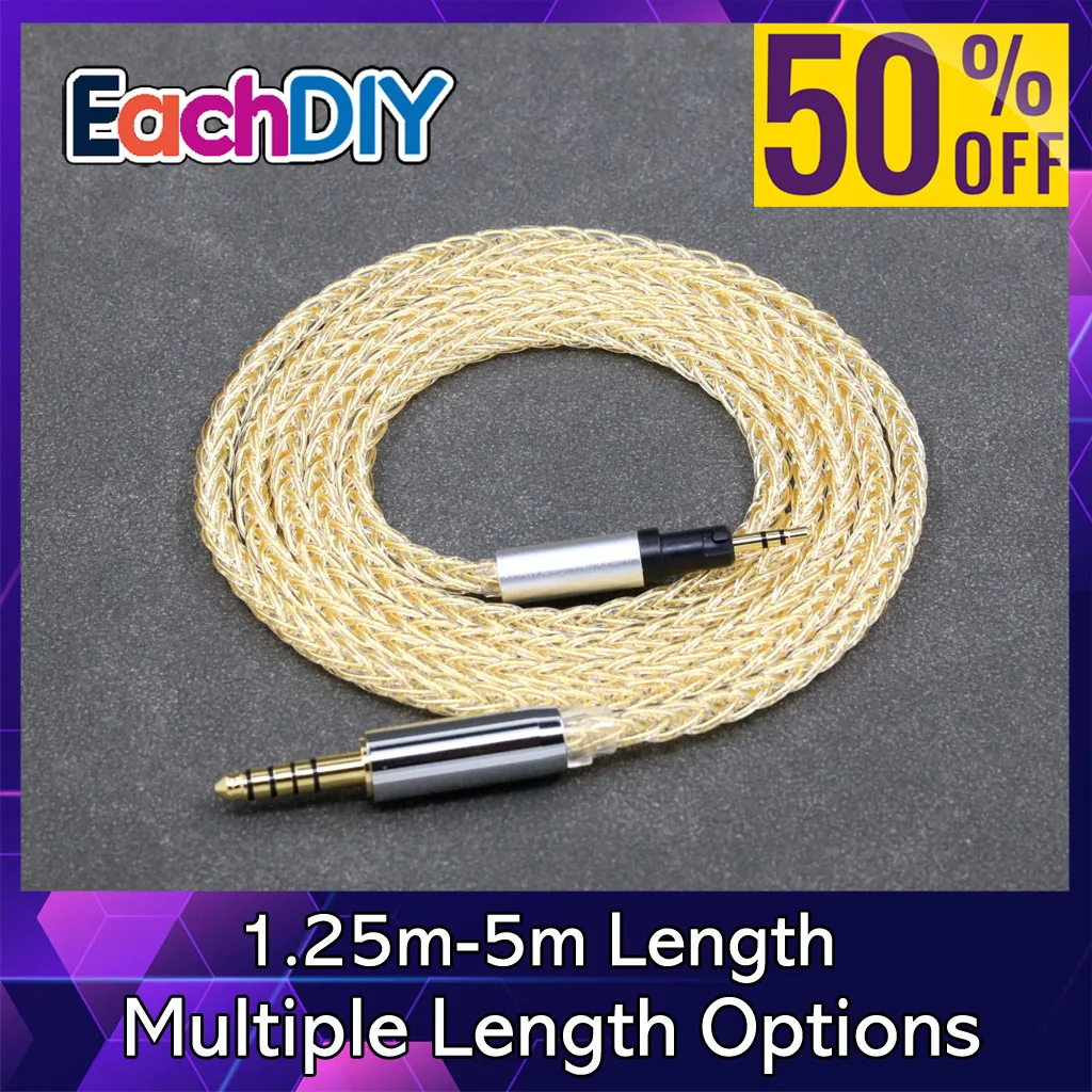 

8 Core 99% 7n Pure Silver 24k Gold Plated Earphone Cable For Austrian Audio Hi-X15 Hi-X65 Hi-X50 X55 Headphone 8793