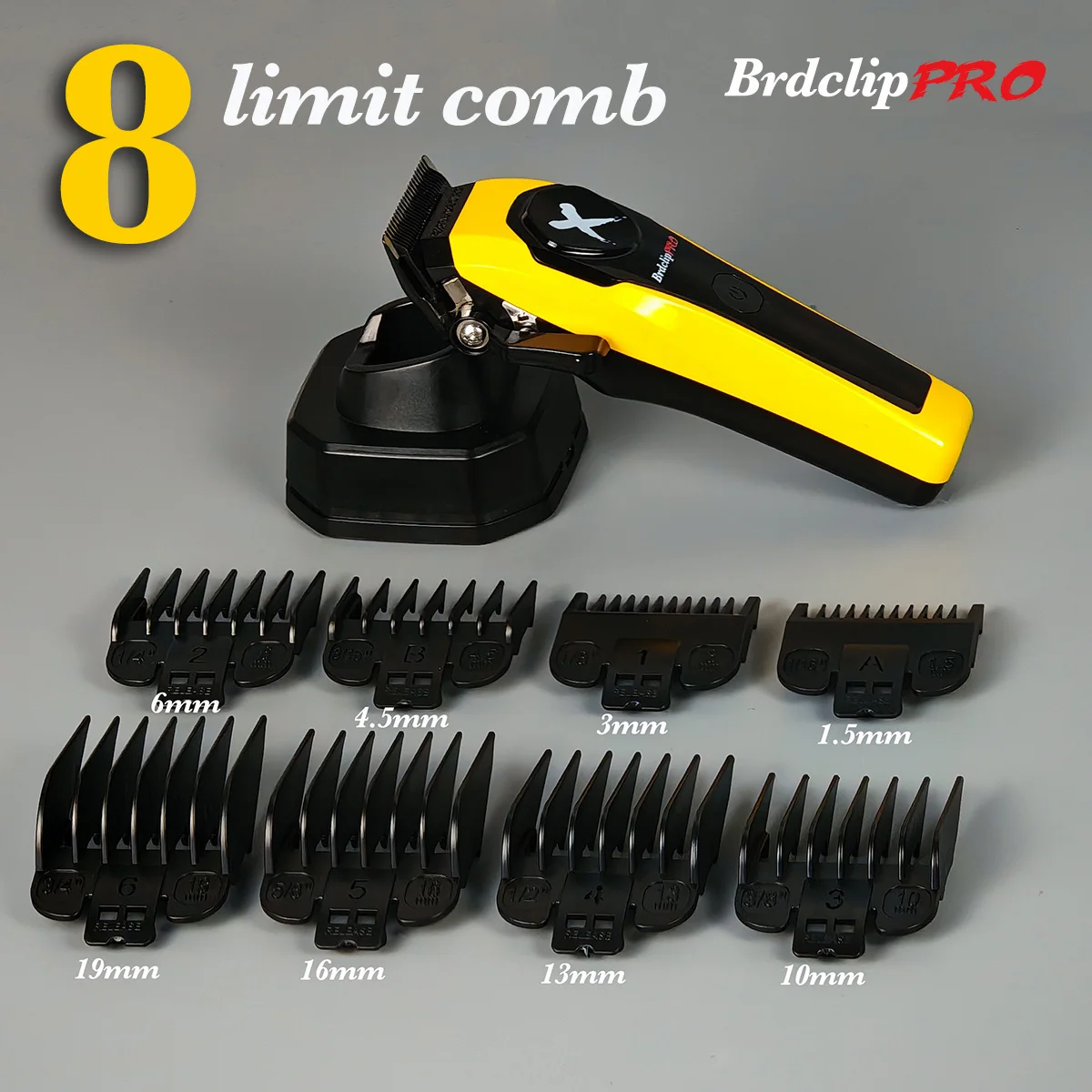 ماكينة قص الشعر الكهربائية الاحترافية BRD 619 محرك عالي السرعة 7500 دورة في الدقيقة DLC شفرة تتلاشى مع قاعدة ماكينة حلاقة BRDCLIP