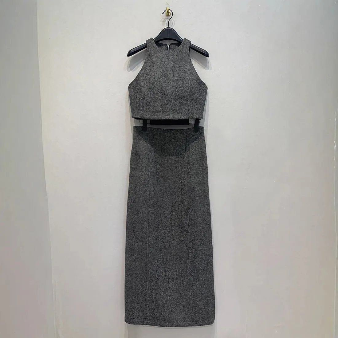 

Pure Desire Sleeveless Short New Set Vest Vintage French Style Japan Elegant Suits Japan Tweed High Waist Slim Straight Dresses