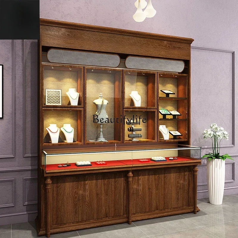 

LXRetro wood paint cabinet jewelry shoes bag display cabinet medieval storage customization