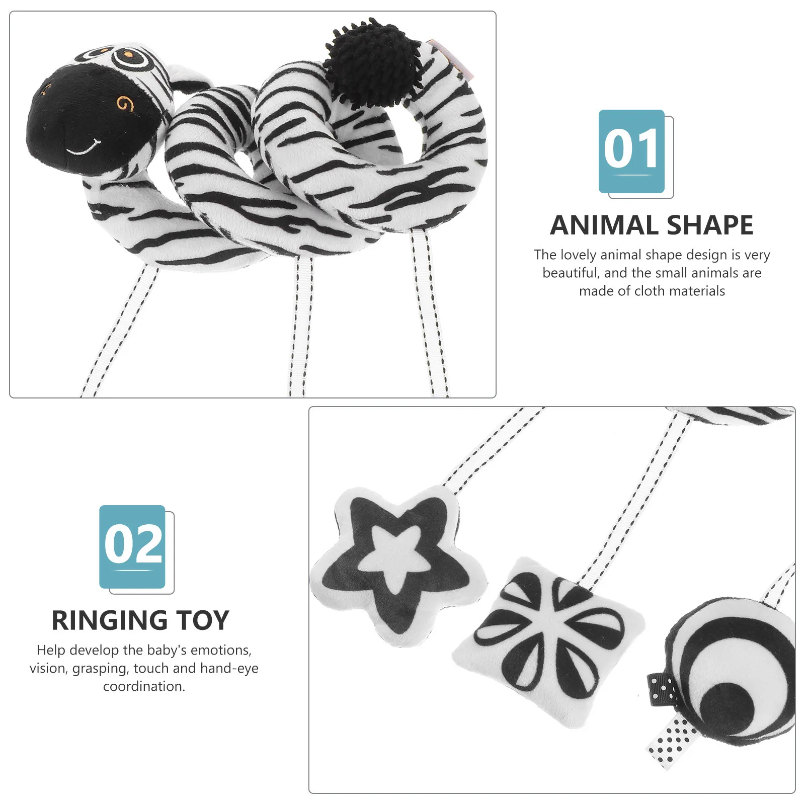1 قطعة أسود أبيض زيبرا سرير الوليد معلقة عربة الحيوان جرس سرير القطن اللعب التفاعلية التعليم المبكر
