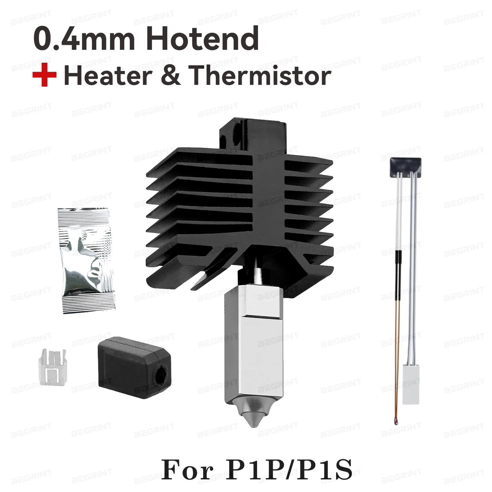 1:1 Nach Original-Modell Hotend für Bambu Lab P1S P1P X1C X1 Carbon 3D-Drucker, Gehärteter Stahl Integriertes Heizelement P1S Düse