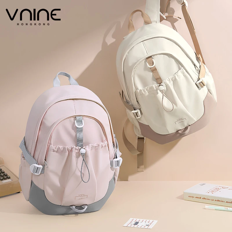 VNINE backpack for women 2024 new cute girl junior high school girl backpack lightweight high school college student backpack