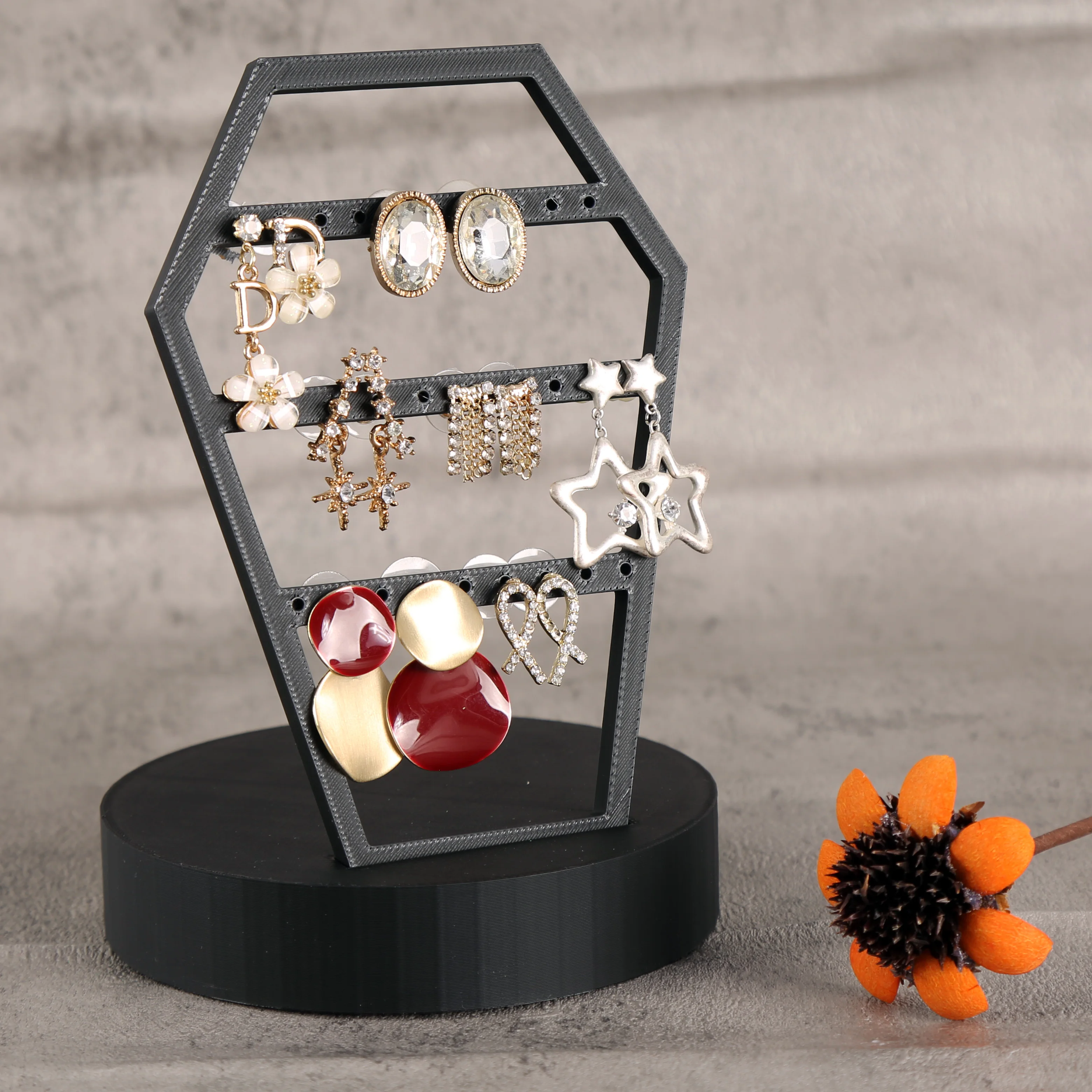 

Трансграничный гроб - держатель для сережек в форме гроба, многослойный полый дизайн дисплея, стильное хранилище для сережек, практичный и уко - C