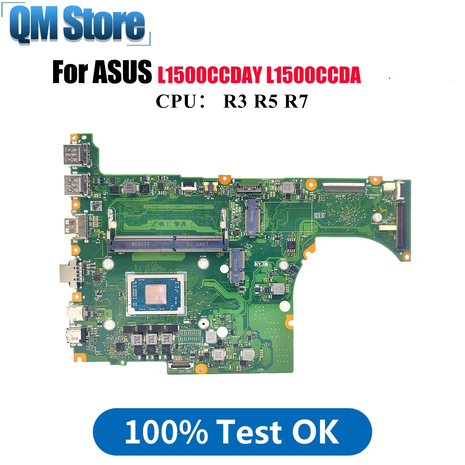 

L1500CDAY Материнская плата для ноутбука ASUS VivoBook L1500CCDAY L1500CCDA L1500CD Материнская плата для ноутбука с процессором R3 R5 R7 113% пробы ОК