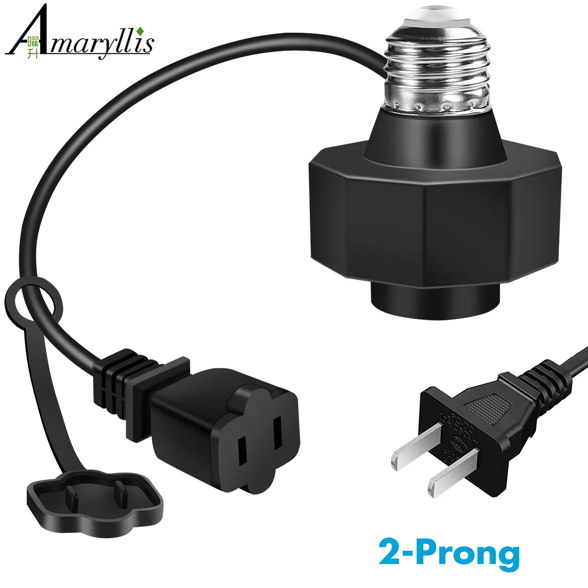 Multi-Purpose E26 Light Bulb Socket to Electrical Outlet Adapter Easy Install AC Plug Converter for Garage Light Porch Light