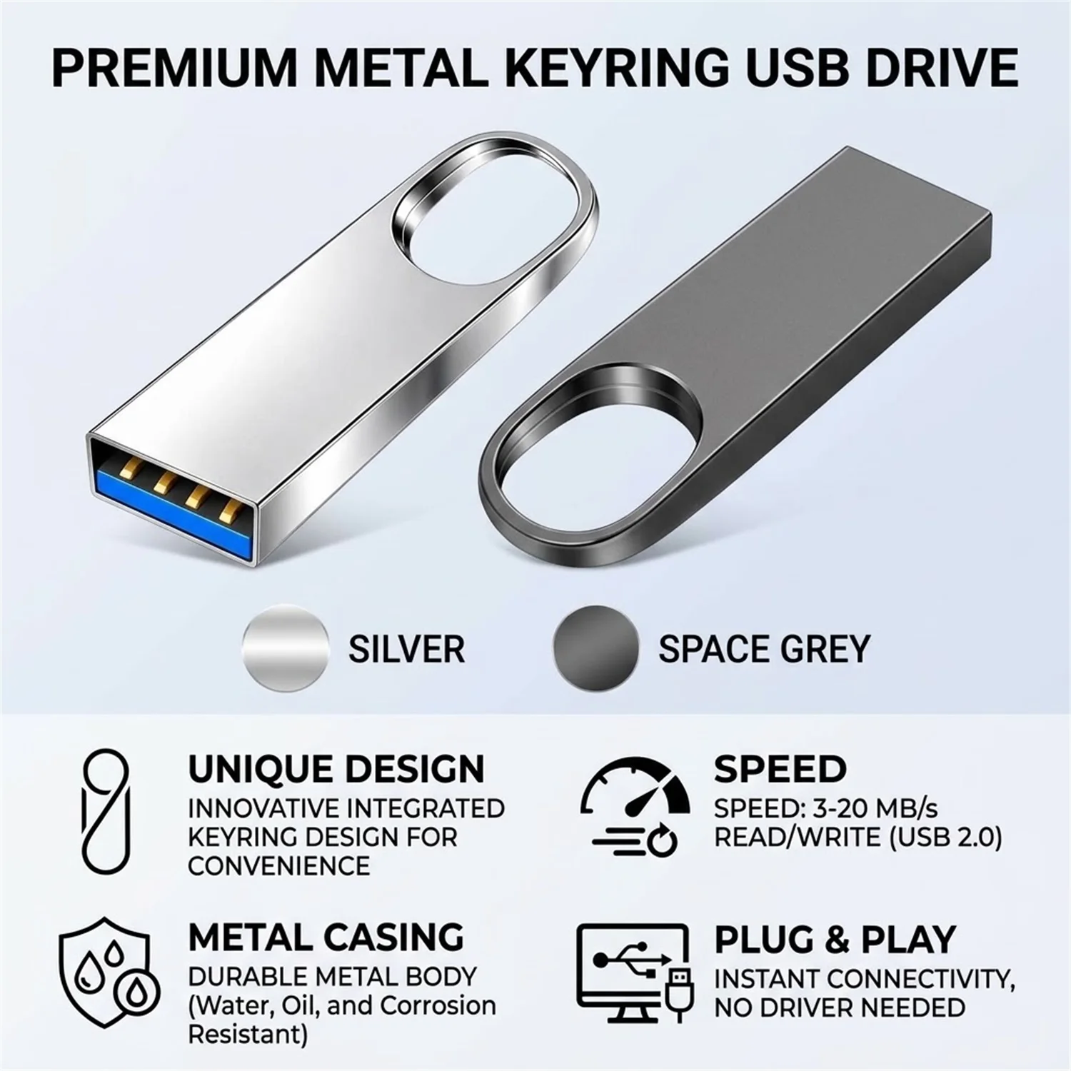 Mini Metal USB 2.0 Flash Drives 64GB 32GB 16GB High Speed Pen Drive 8GB 4GB Key Chain Memory Stick Creative Gift U Disk ﻿