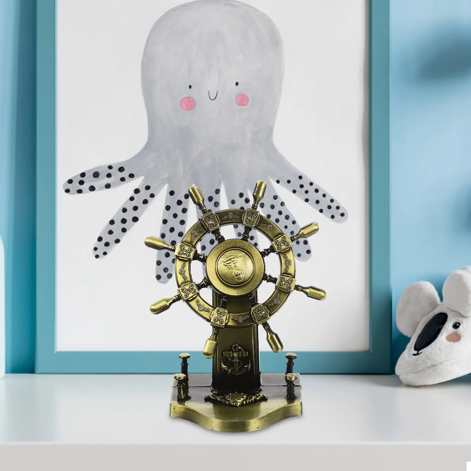 

Retro Rudder Ornaments Nautical Decor Desktop Marine Statue Vintage Ship Wheel Home Office Beach Theme Party Room