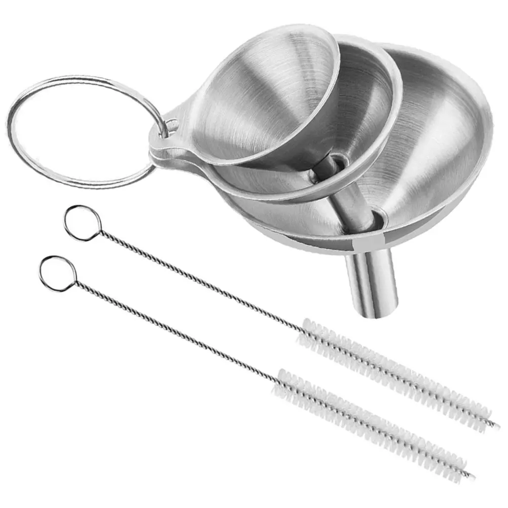 1Set Stainless Steel Liquid Transferring Funnel Wide Spout Canning Tool for Kitchen Home Use Oil Vinegar Liquor Sauce Jar