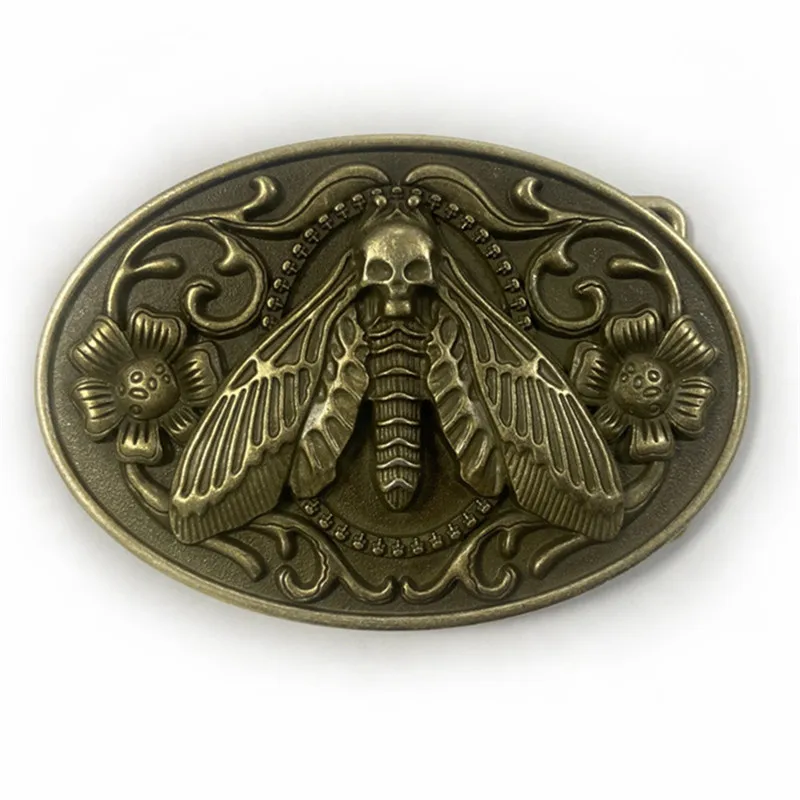 Western Cowboy Moth Skull Gürtelschnalle – modisches, einzigartiges Design-Lederaccessoire für Herren