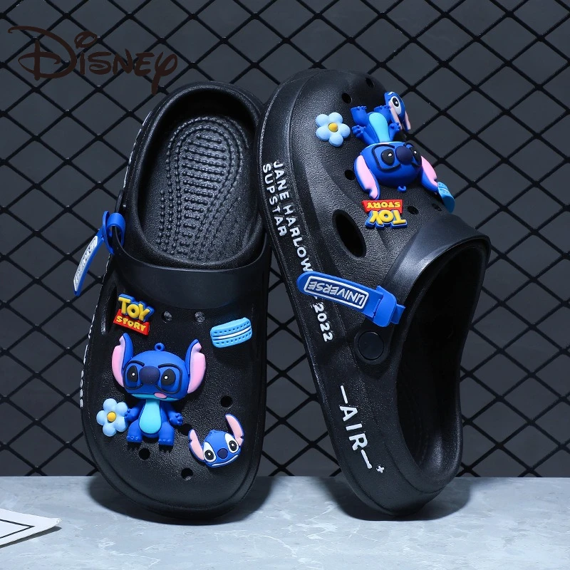 Zapatillas Lilo y Stitch Disney, accesorios con estampado de dibujos animados Kawaii, zapatos con agujeros, nuevos zapatos informales de verano para hombres y mujeres