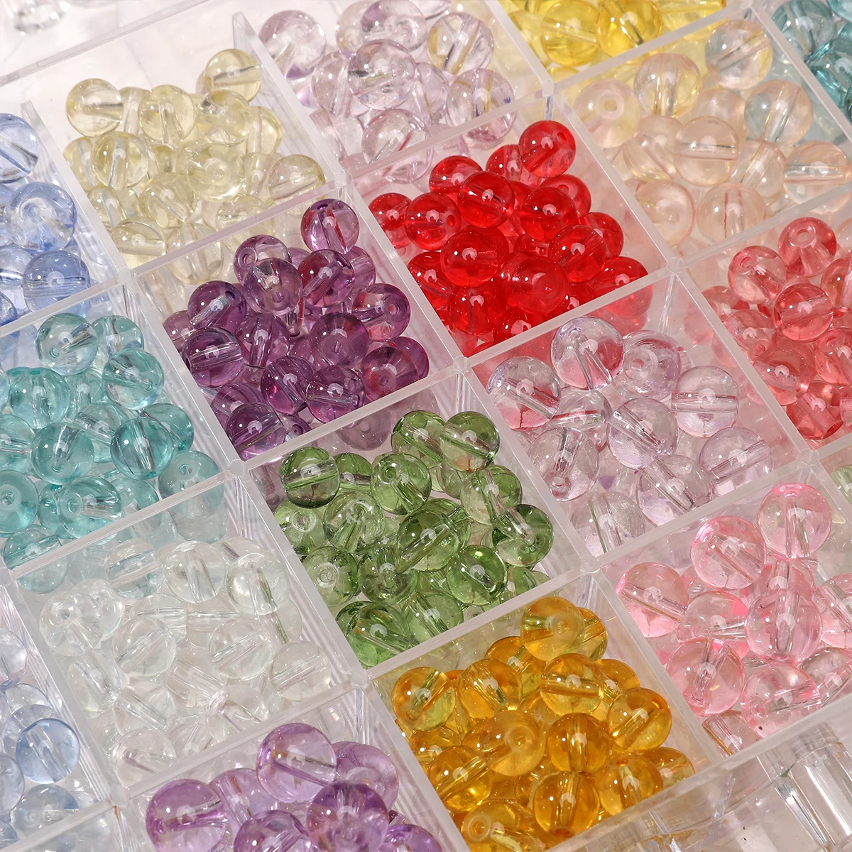 20-50pcs 8/10mm Colorful Transparent Glass Round Beads Loose Spaced Beads Making Jewelry DIY Bracelets Necklace Materials