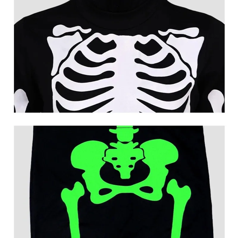 Fantasia de esqueleto qq28lqhalloween para crianças, macacão fantasma que brilha no escuro, festa de carnaval, body zentai, performance de palco o