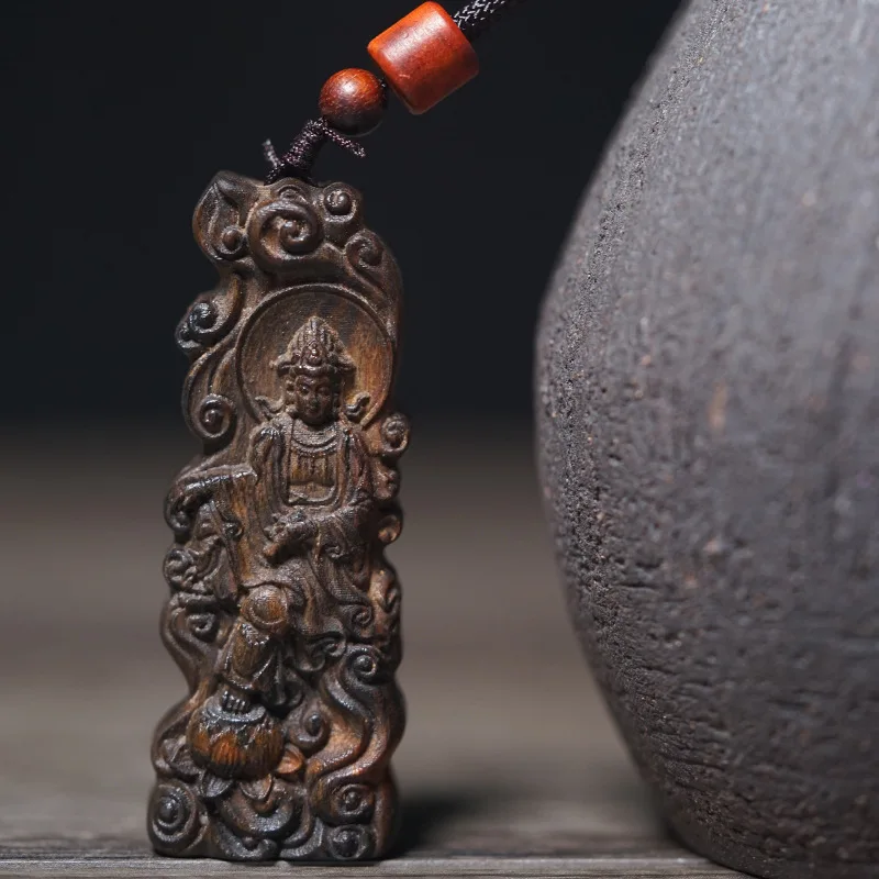 Aquilaria Agallocha Carved Cloud Guanyin Pendant Peace Tag Unisex Neckwear Cultural Play Jewelry Festival Gift