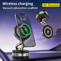15W Metal Vacuum Suction Magnetic Wireless Charger Mount 360° Rotatable Compatible with  Smartphones for Car Gym Bathroom Mirror