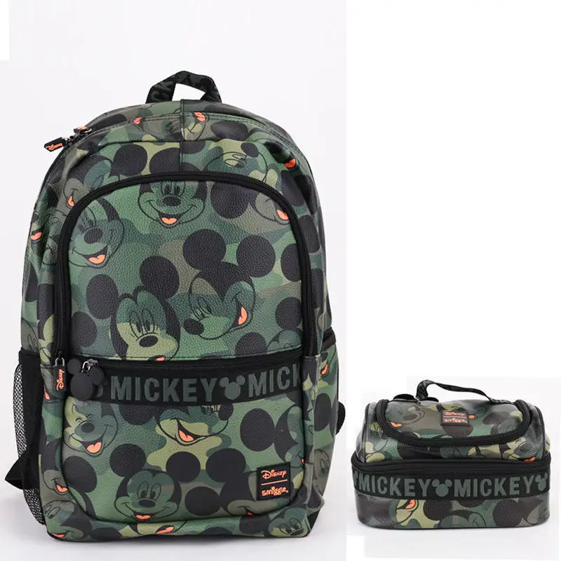 New Genuine Australian Smiggle Schoolbag Cute Army Green Mickey Student Children\'s Large Capacity Backpack Meal Bag Student Gift