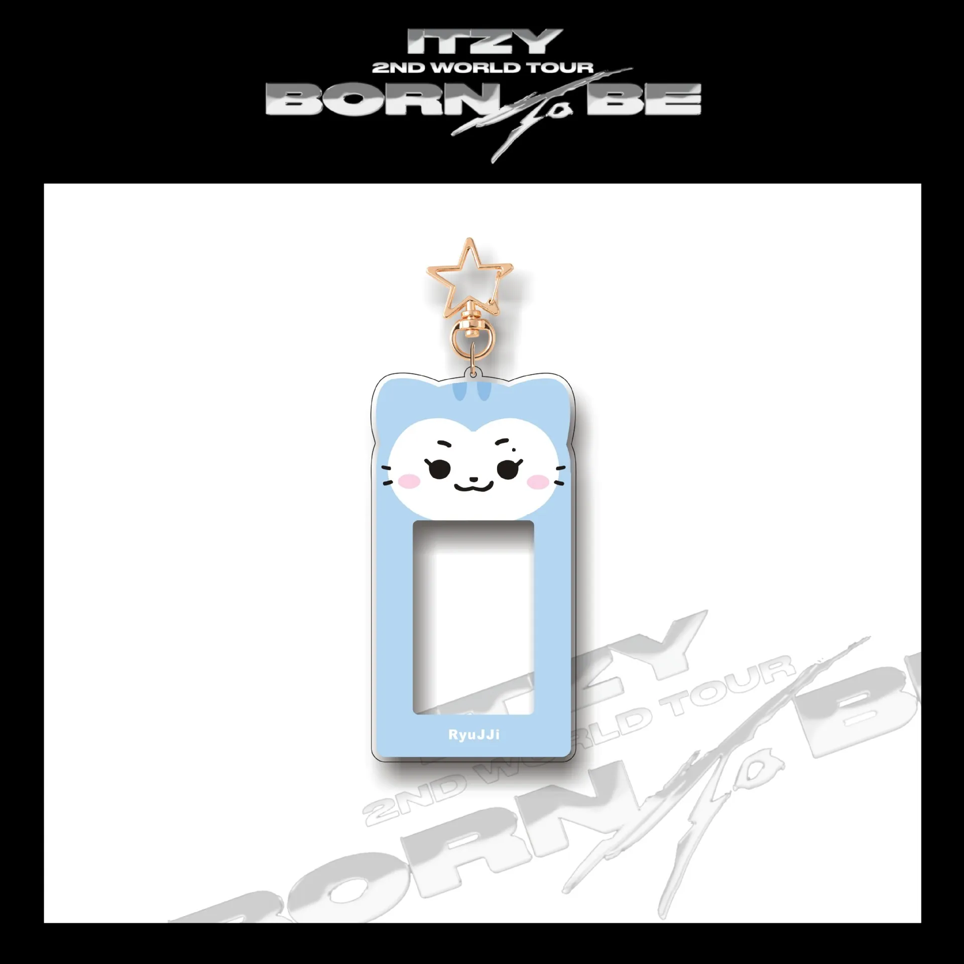 KPOP ITZY BORN TO BE World Tour TWIN Cartoon Acrylic Card Holder Keyring Yeji Ryujin Yuna Chaeryeong Photos Bus ID Cards Case