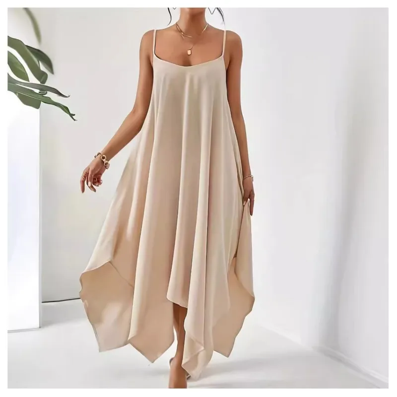 

summer dress 2025 vestidos para mujer solid slip party dress backless vestido irregular hem Dress long dresses for woman