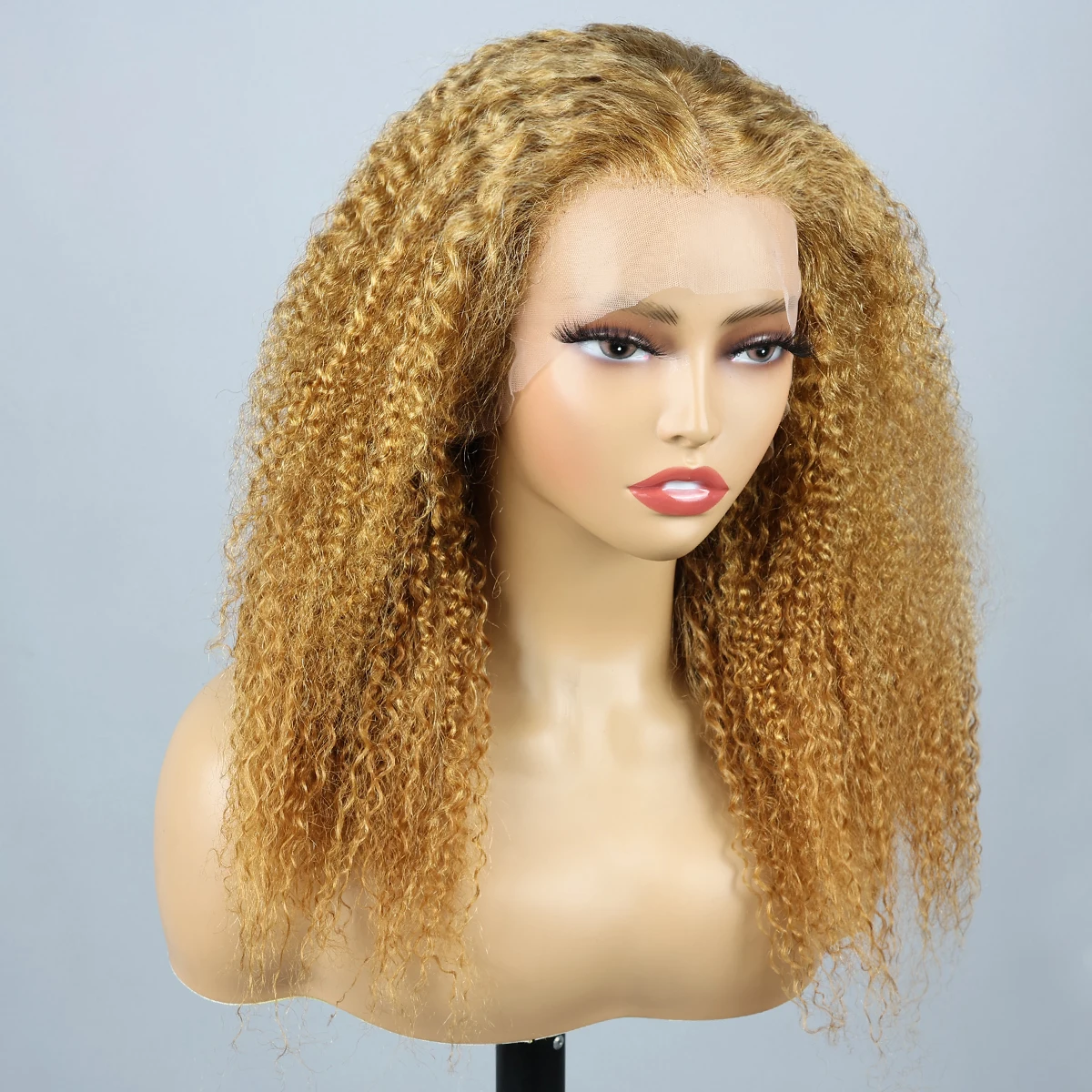 Miss Rola Kinky Curly Lace Front Wigs Brazilian #27 13x4 Lace Front Human Hair Wigs Remy Blonde Kinky Cury Lace Front Wigs