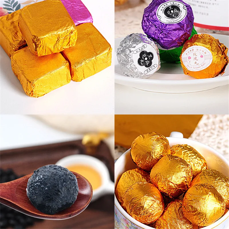100 Stück 10x10cm quadratische Aluminiumfolie für Süßigkeiten, Schokolade, Tee, Sesam, Pillen, Geschenkverpackungen und Partybedarf – Detail 12